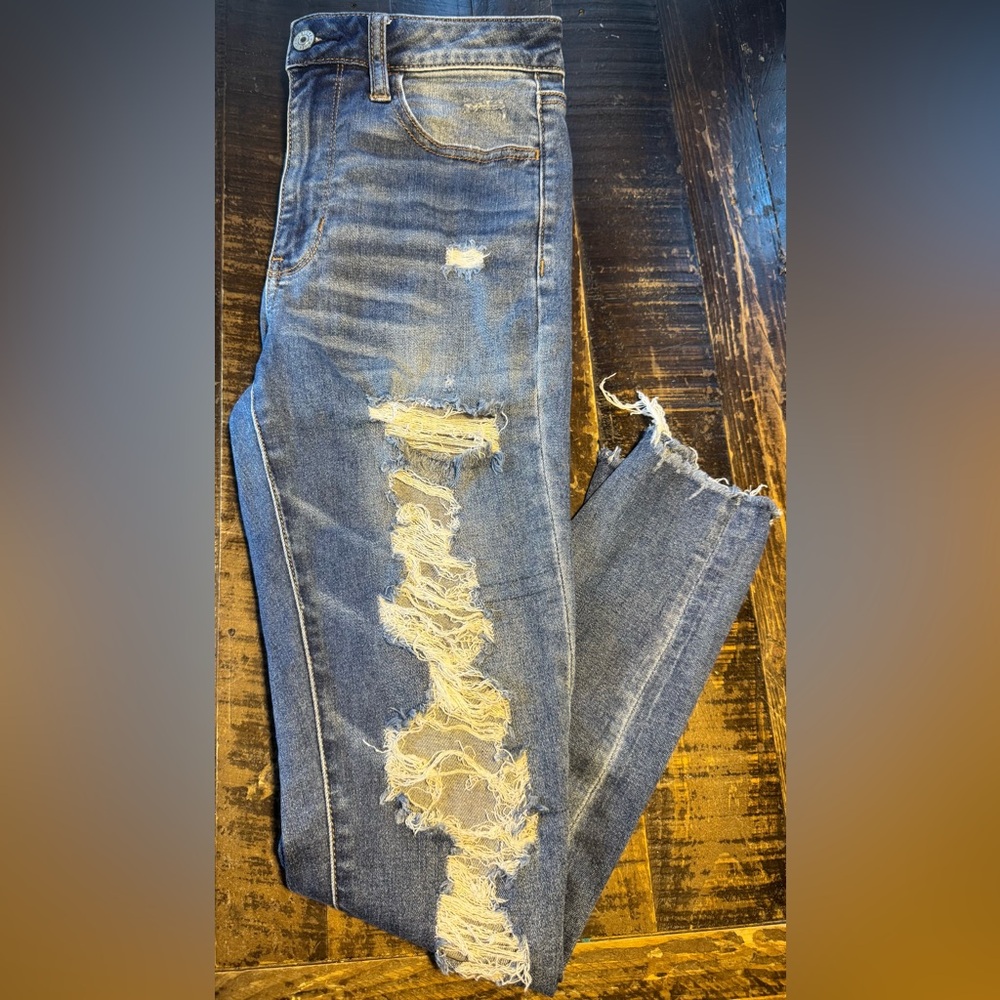 American Eagle Outfitters Ripped Blue Skinny Jeans